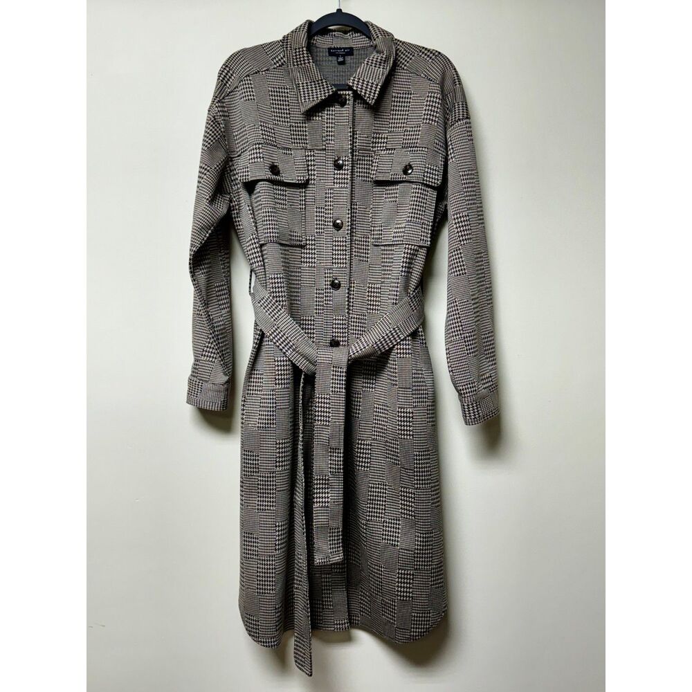 Current Air Houndstooth Long Shacket Coat, Sz L - image 4